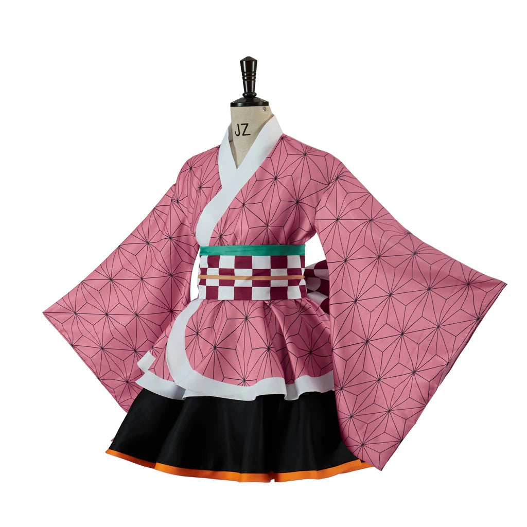Anime Kimono Maid Dress Kamado Nezuko Cosplay Costume Japanese Lolita Outfit