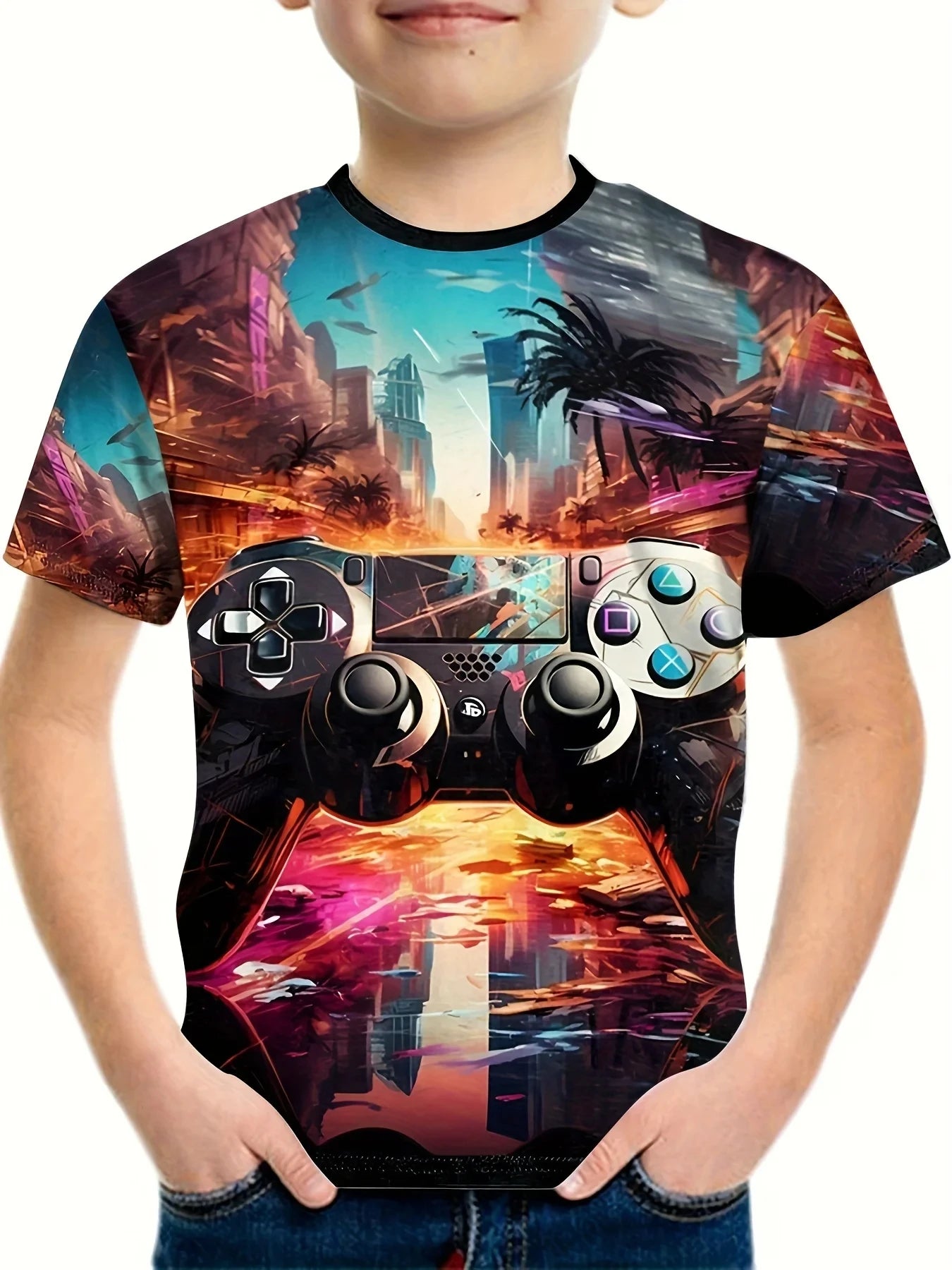 Boys 3d Gamepad T-Shirt For Gamer Style