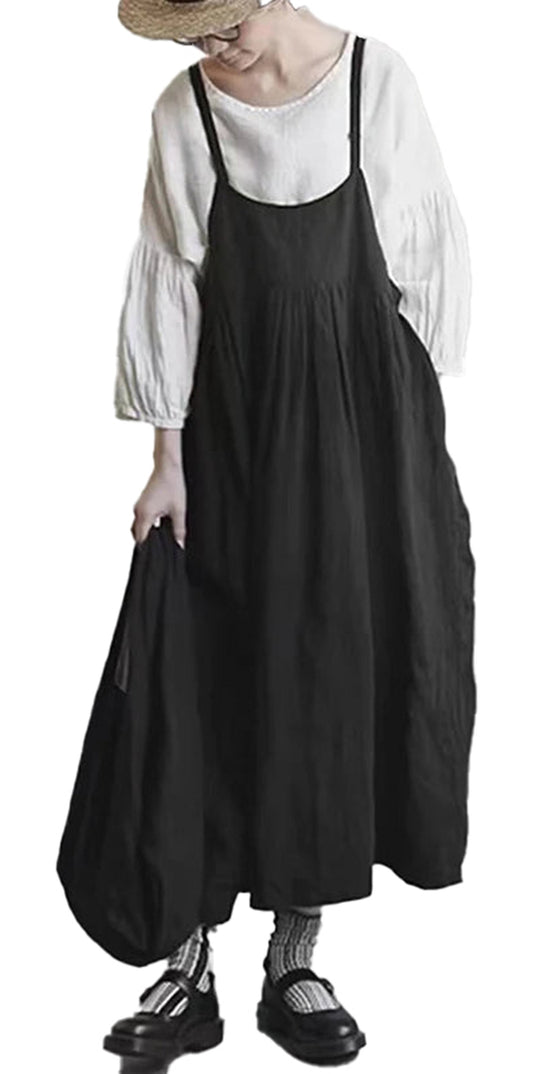 Japanese Linen Suspender Dress Chic Style