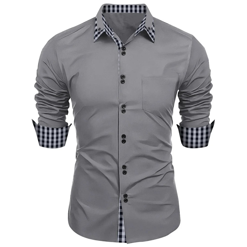 Mens Long Sleeve Business Shirt Trendy Style