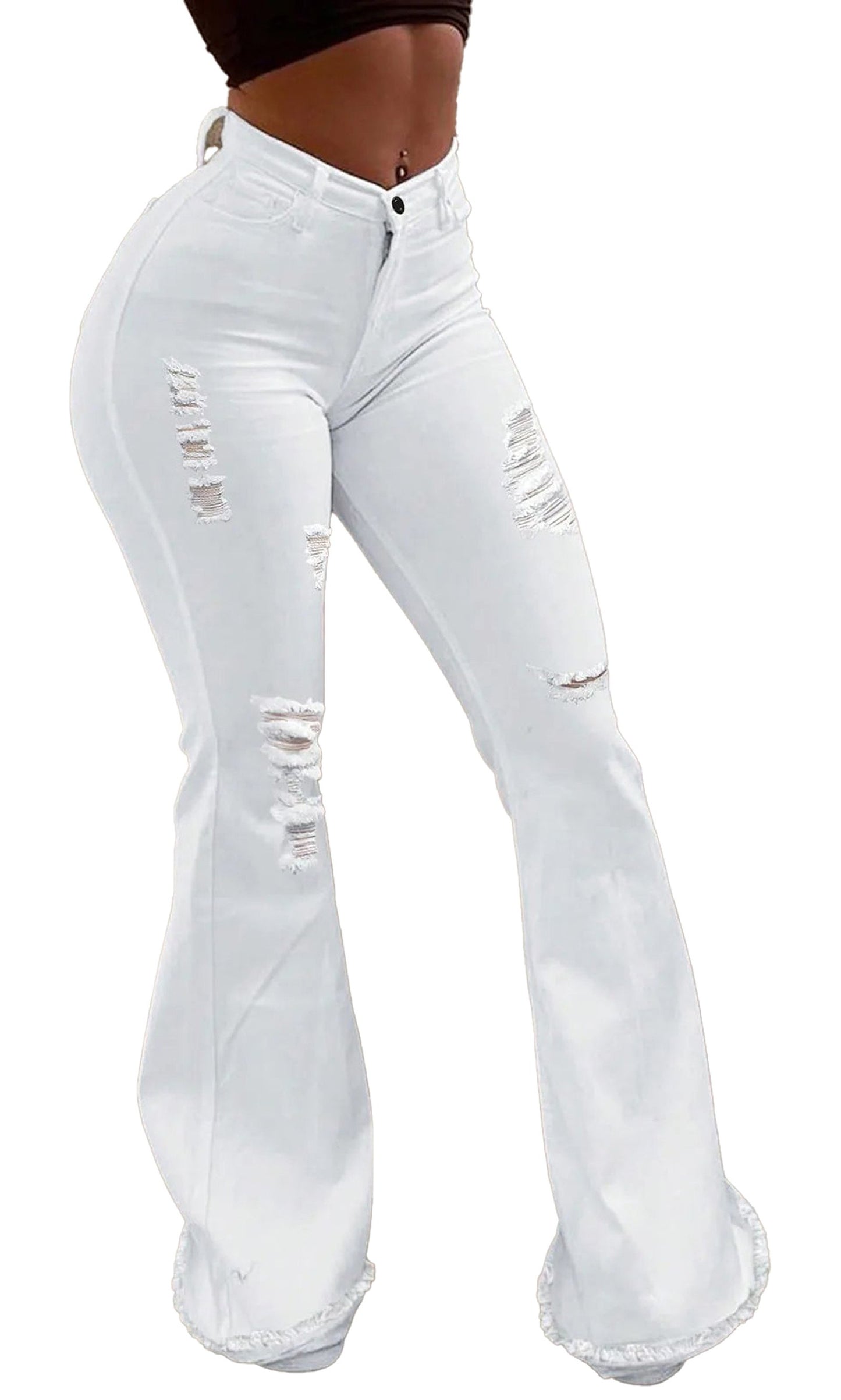High Waisted Ripped Jeans For Women