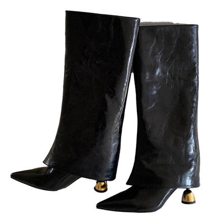Designer Pointed Toe Knee High Boots