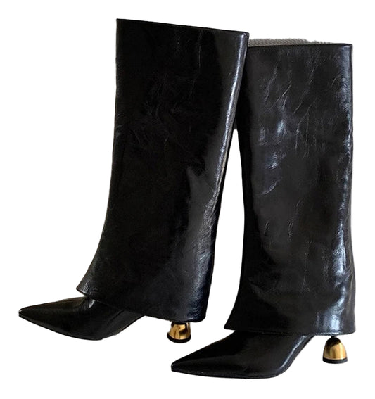 Designer Pointed Toe Knee High Boots