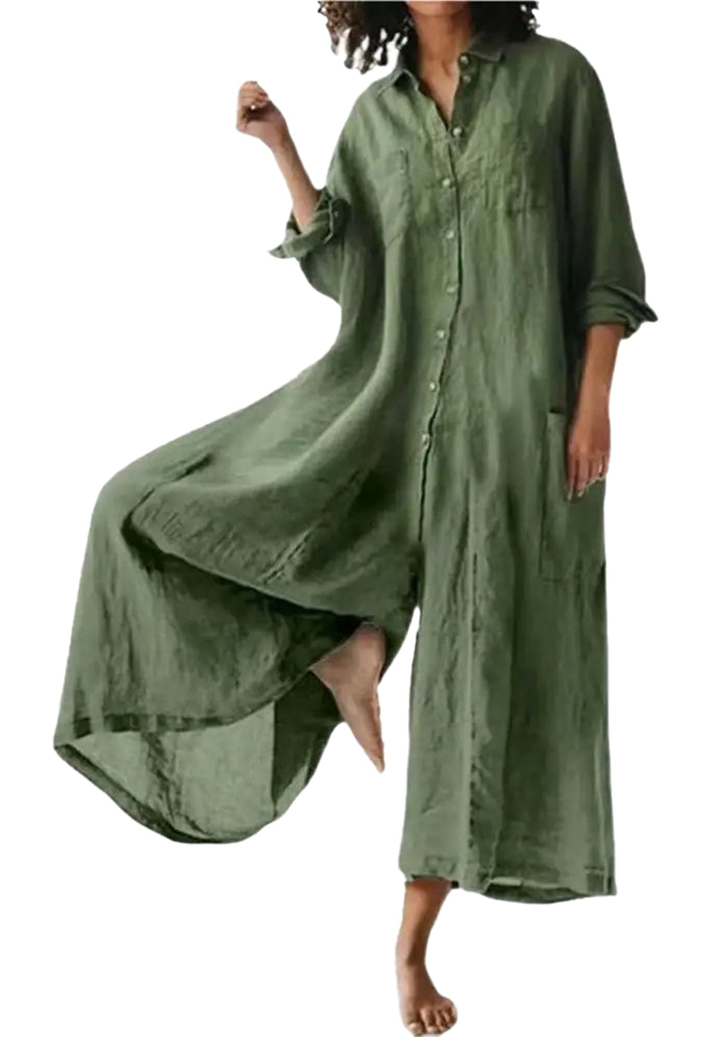 Womens Cotton Linen Jumpsuit Trendy Style