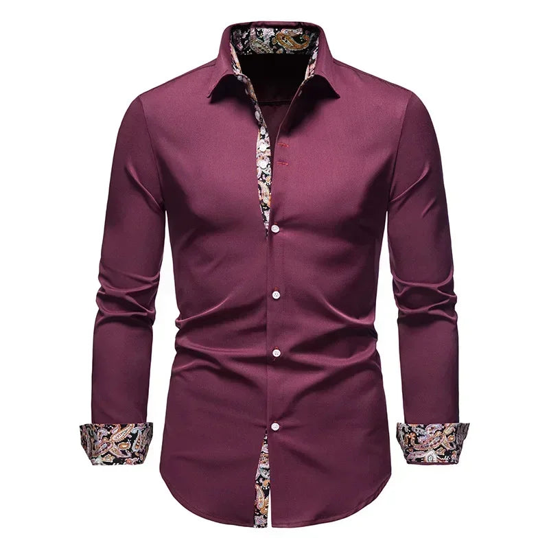 Mens Floral Printed Dress Shirt