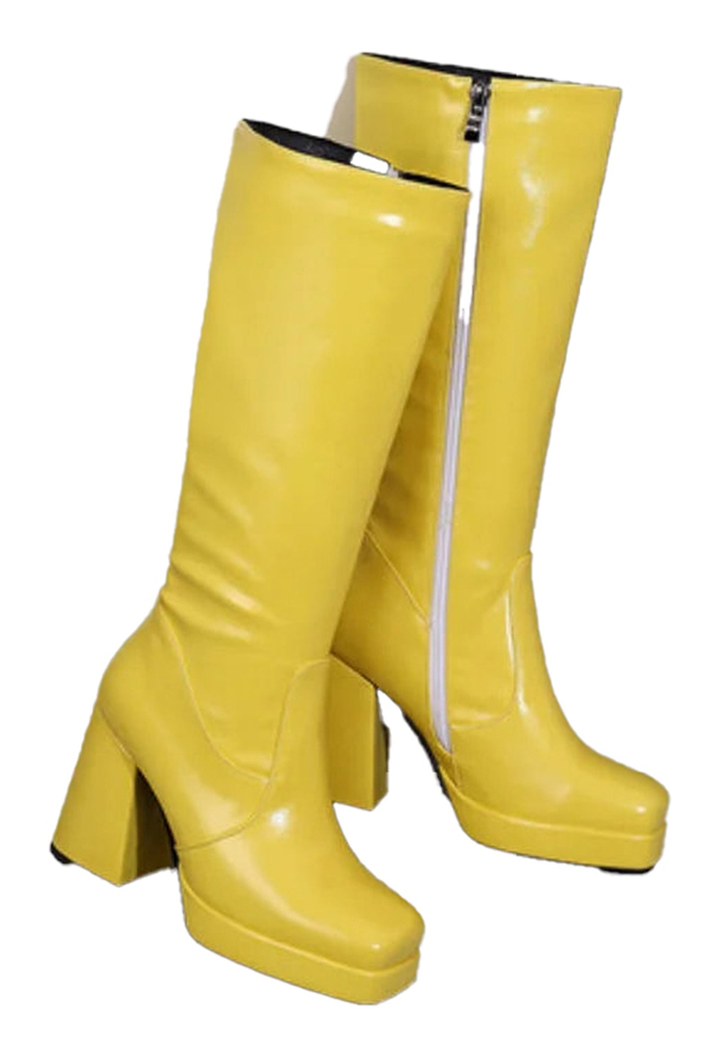 Womens Knee High Platform Boots In Red