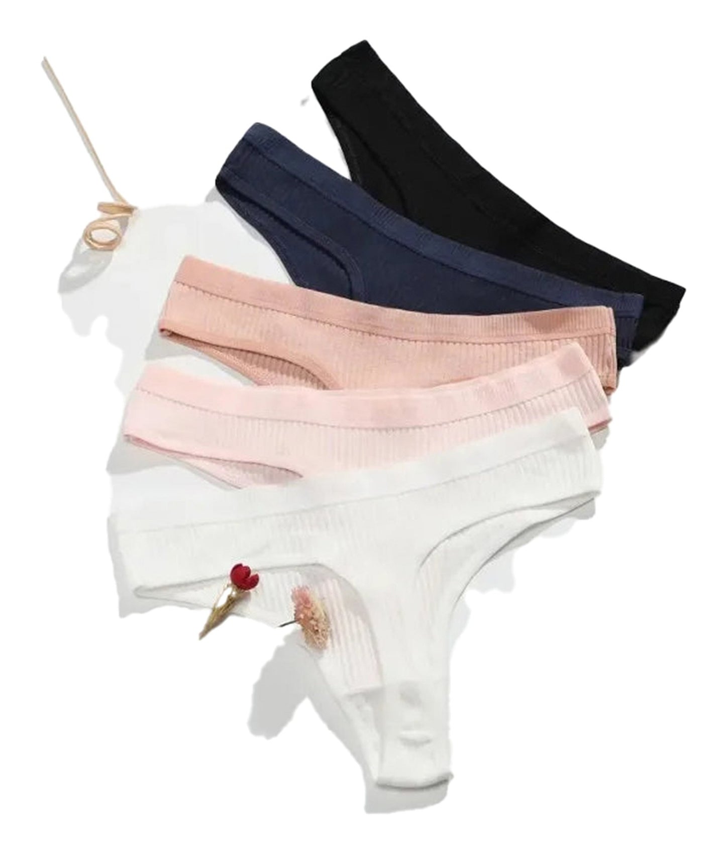 Side View of Low Waist Cotton Thong Panties for Women