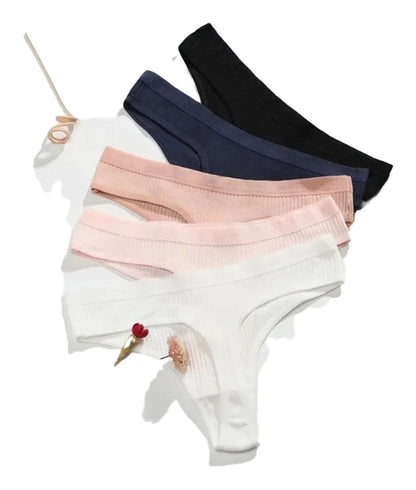Side View of Low Waist Cotton Thong Panties for Women