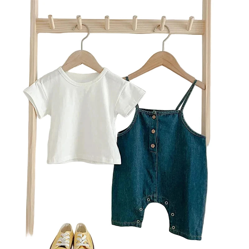 Sleeveless Denim Romper for Toddlers
