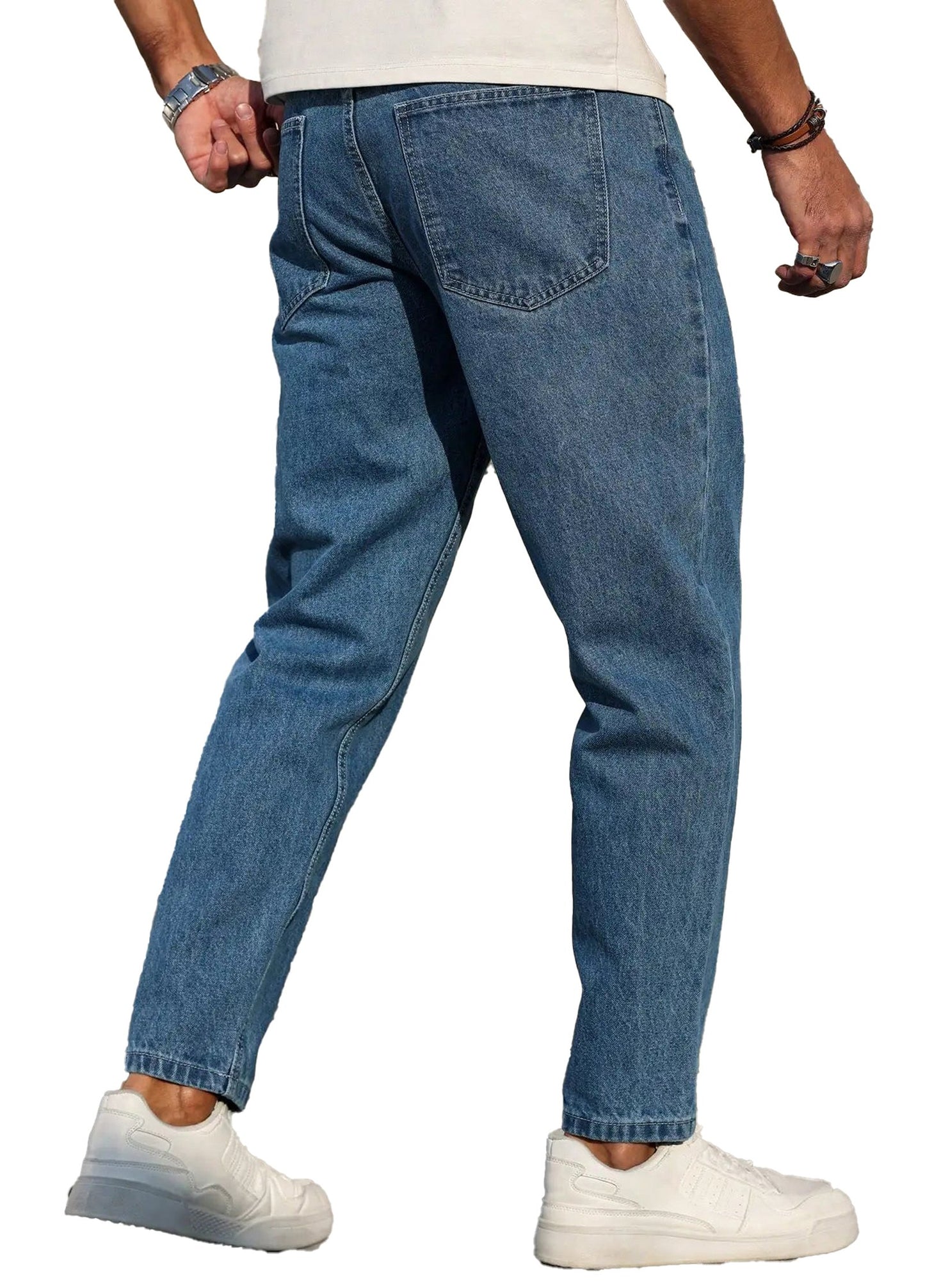 Mens Loose Fit Blue Jeans For Casual Style