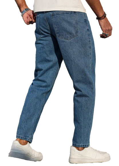 Mens Loose Fit Blue Jeans For Casual Style
