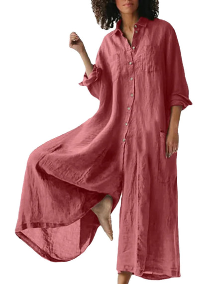 Womens Cotton Linen Jumpsuit Trendy Style
