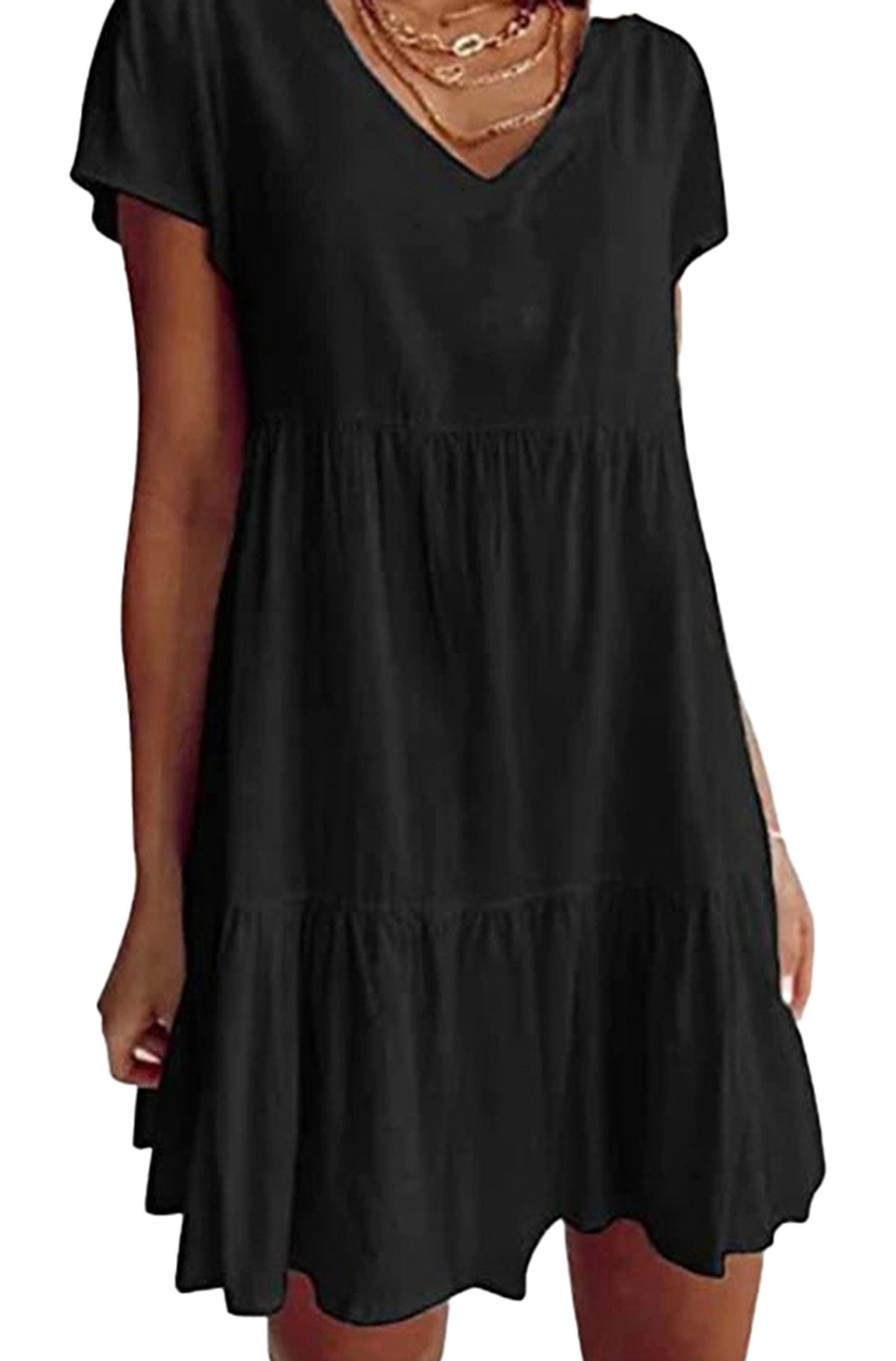 Womens V-Neck Mini Dress In Various Colors