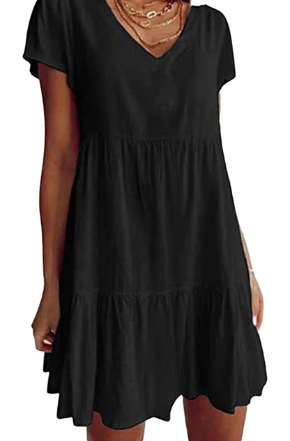 Womens V-Neck Mini Dress In Various Colors