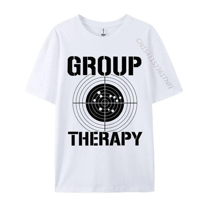 Close-Up of Retro Group Therapy Men’s Cotton T-Shirt Fabric