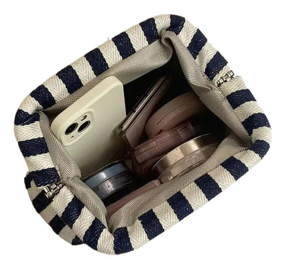 Stripe Pinch Snap Clutch Purse