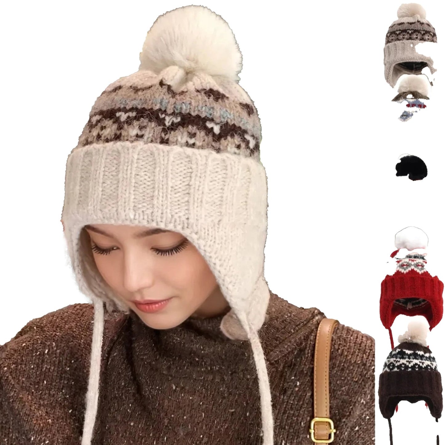 Womens Winter Beanie With Pompom
