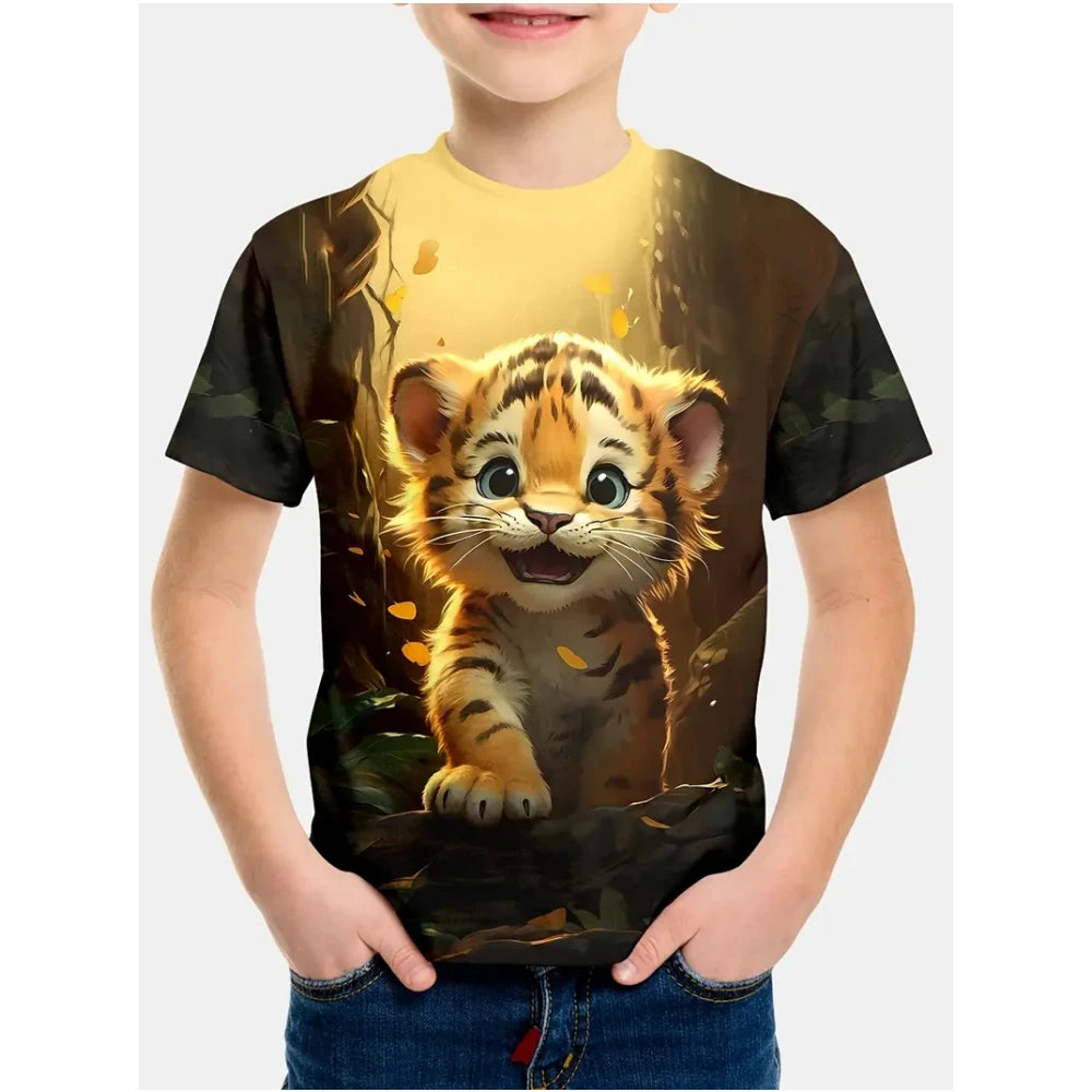 Boys Cartoon Tiger T-Shirt With Soccer Design
