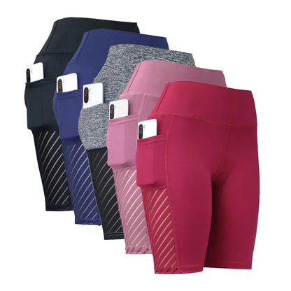 Womens High Waist Yoga Shorts With Pockets