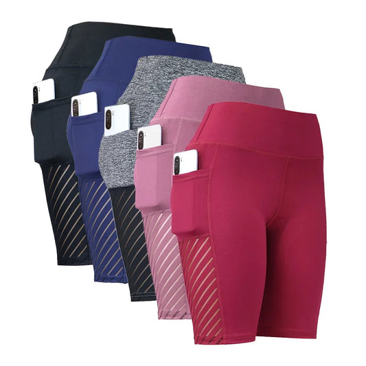Womens High Waist Yoga Shorts With Pockets
