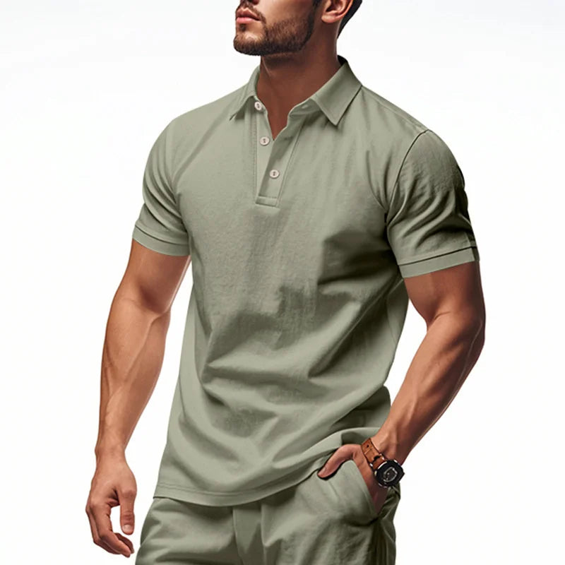 Mens Solid Color Polo Shirt Trendy Style