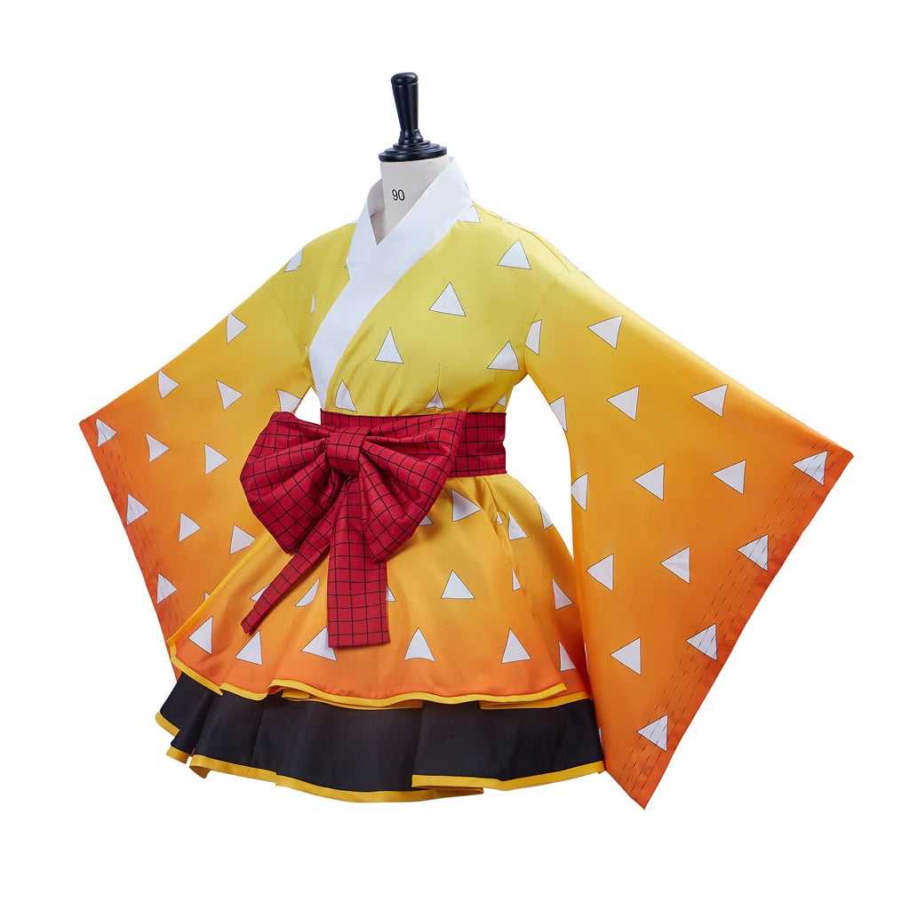 Anime Kimono Maid Dress Kamado Nezuko Cosplay Costume Japanese Lolita Outfit