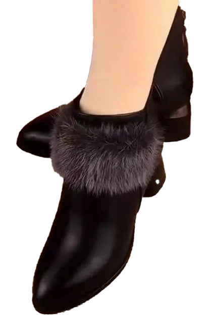 Womens Faux Fur Ankle Boots Trendy Style