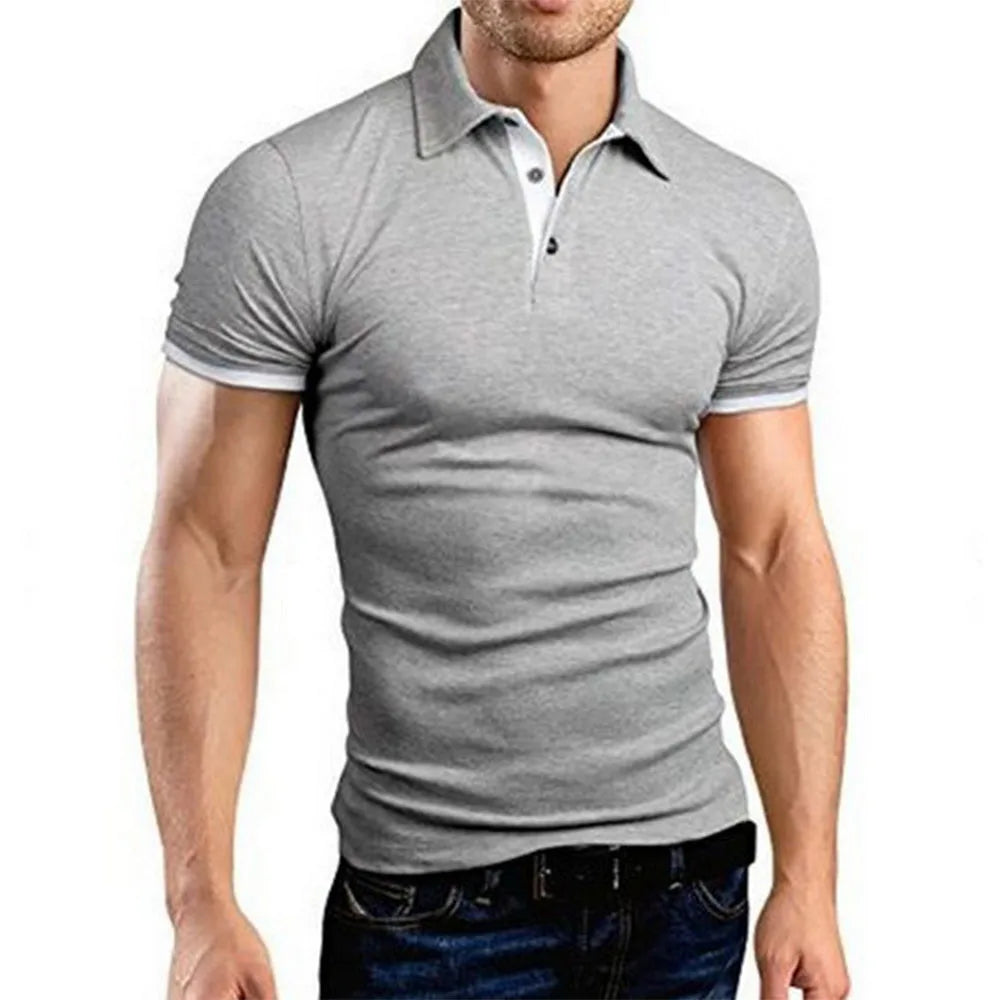 Mens Color Block Polo Shirt Trendy Style