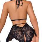 Lace See Through Teddy Bodysuit In Red