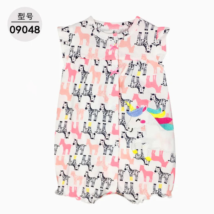 Summer Cartoon Baby Romper O - Neck Cotton Clothing