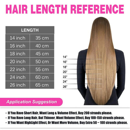 Long straight U tip hair extensions human hair in various lengths for volume and styling options