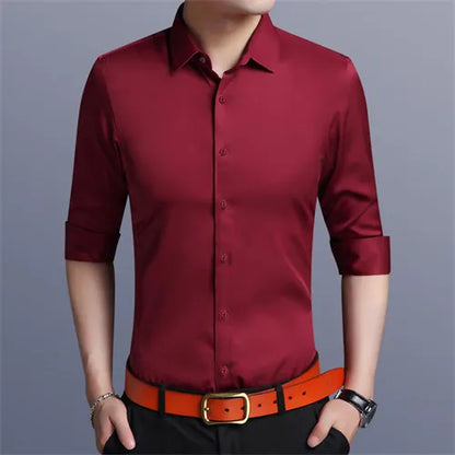 Mens Slim Fit Red Dress Shirt