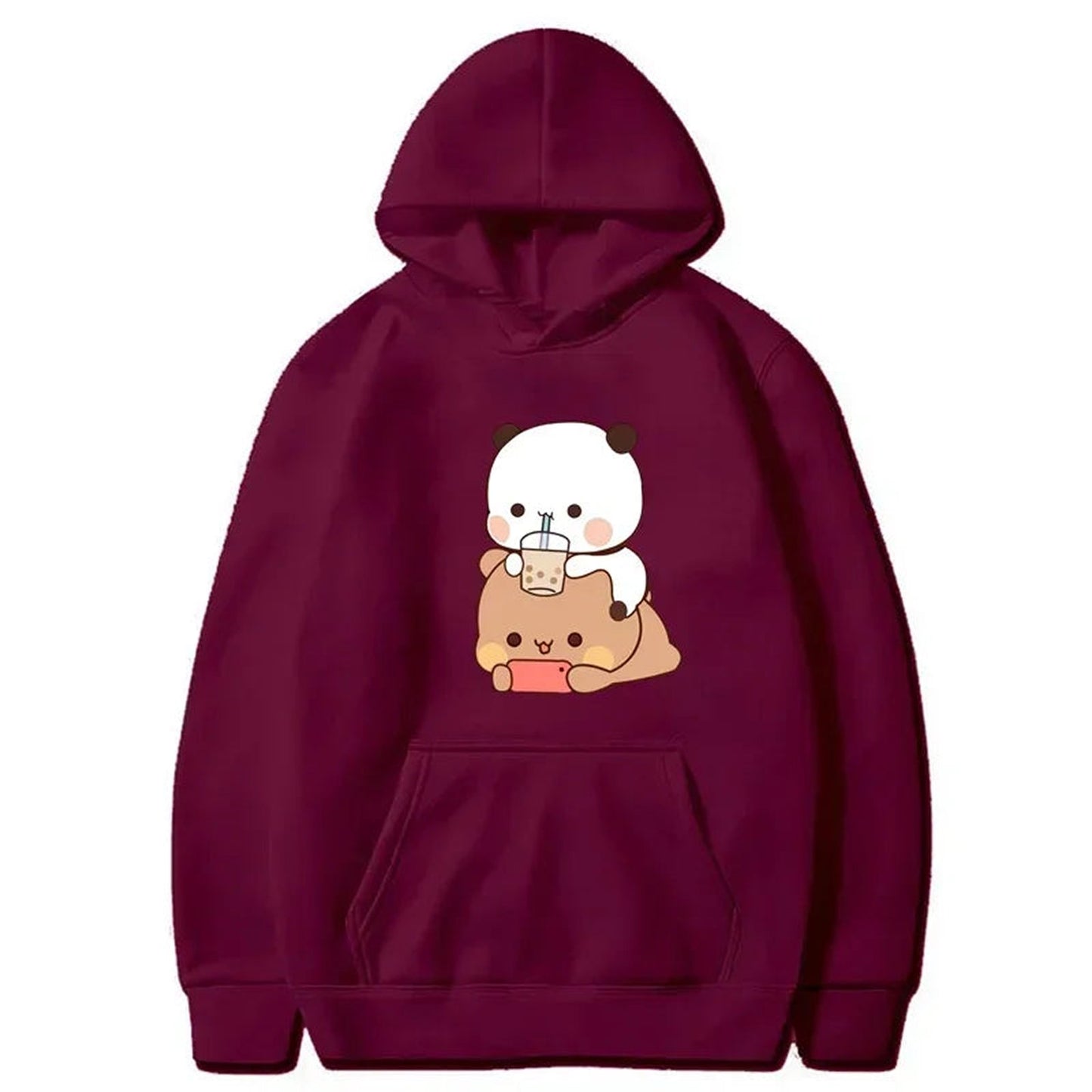 Kawaii Bubble Tea Hoodie on a Hanger