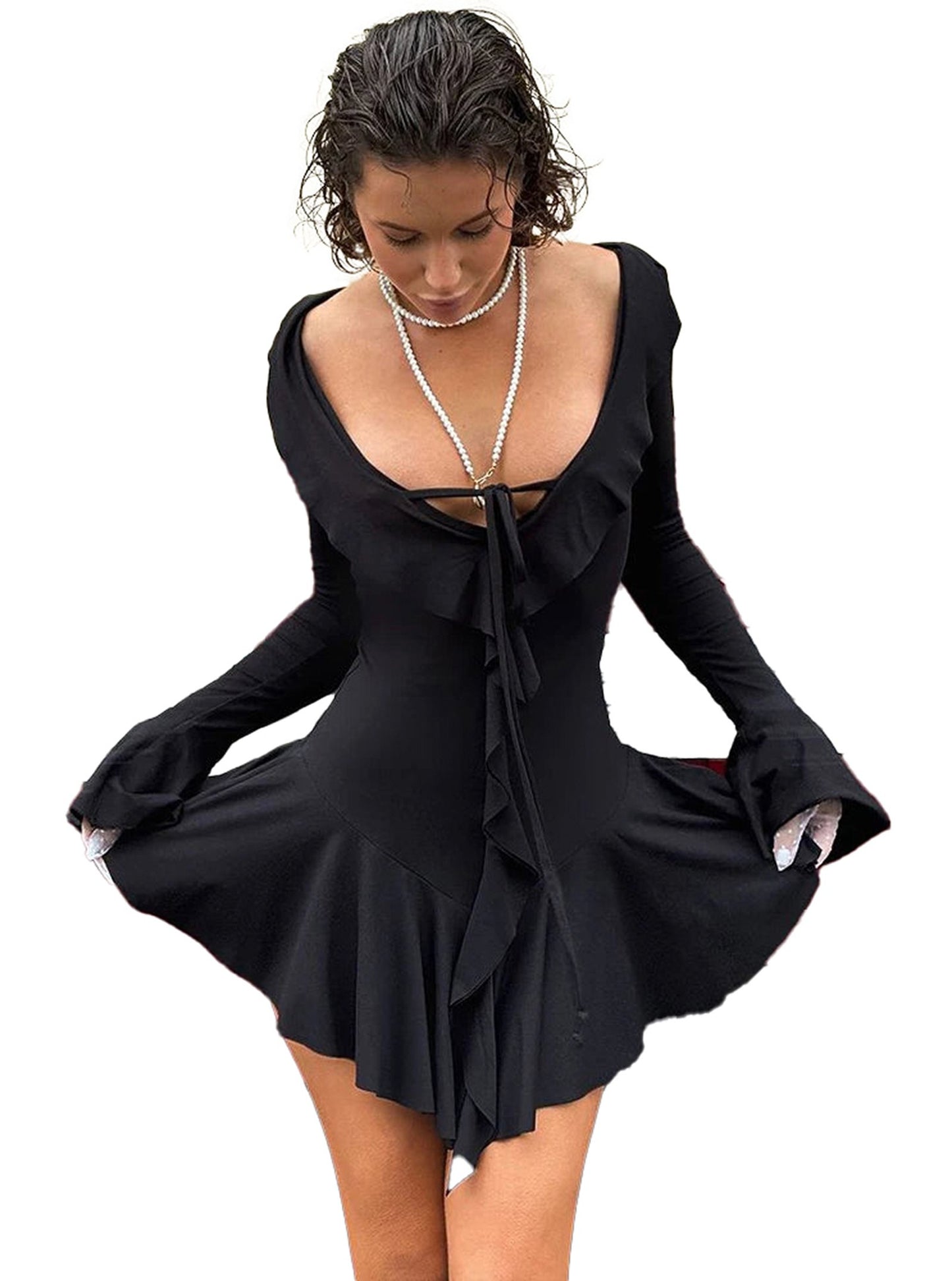 White Ruffled Mini Dress For Women