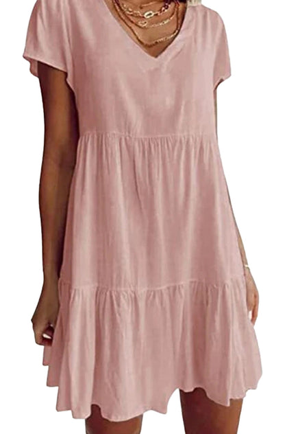 Womens V-Neck Mini Dress In Various Colors