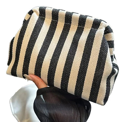 Stripe Pinch Snap Clutch Purse