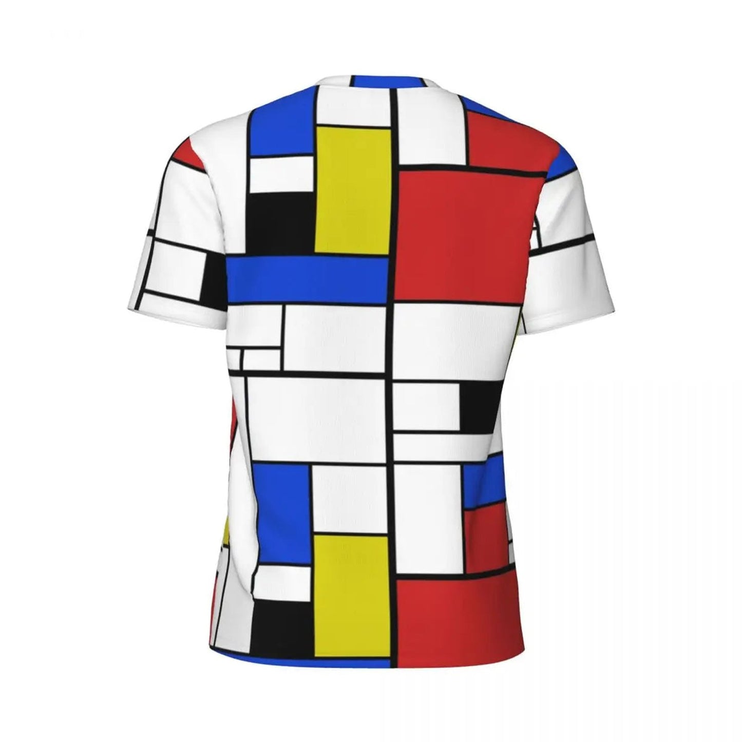 Men's Mondrian Line T-Shirt - Trendy Colorful Plaid Summer Tee, Y2K