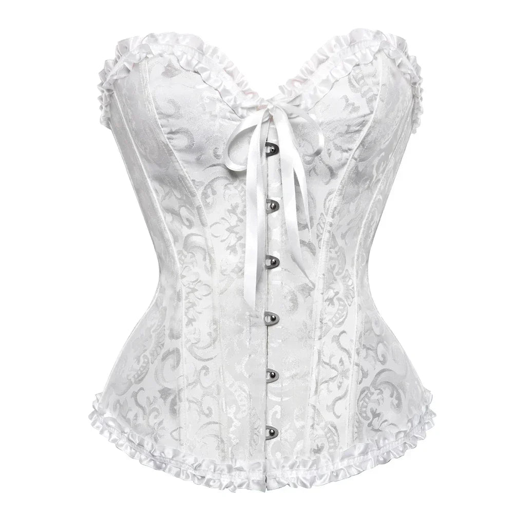 Floral Lace Overbust Corset Jacquard Lingerie Bustier