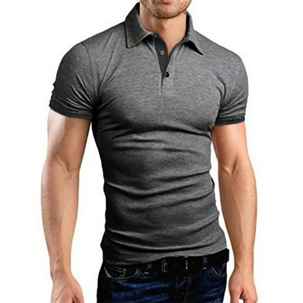 Mens Color Block Polo Shirt Trendy Style