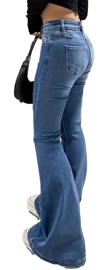Womens Slim Flare Jeans Trendy Fit