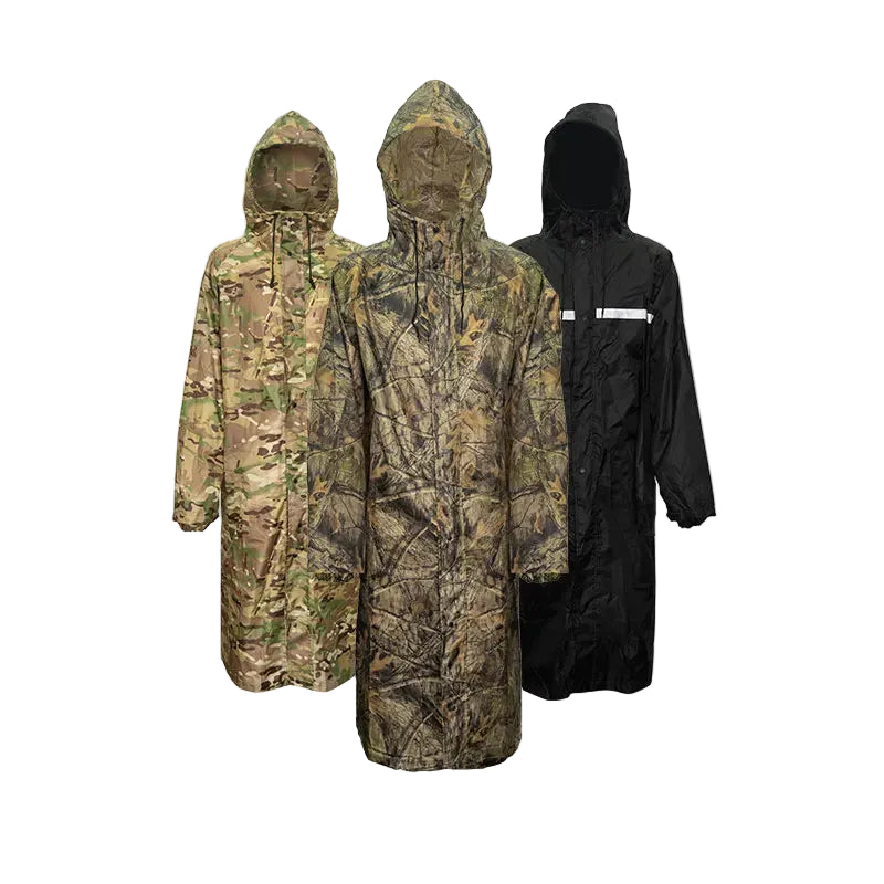 Camouflage Long Raincoat Tactical Camo Waterproof Fishing Hiking