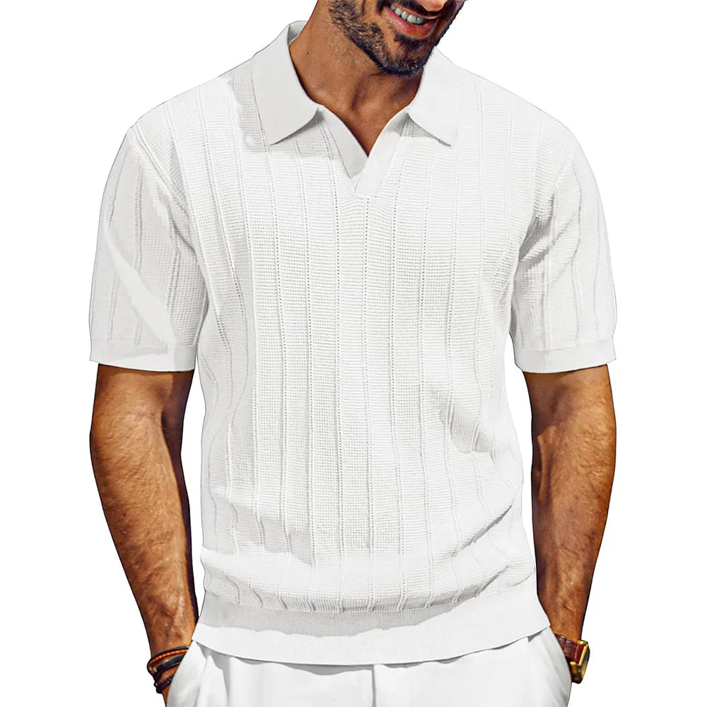 Mens Casual Knitted Polo Shirt Stylish Fit