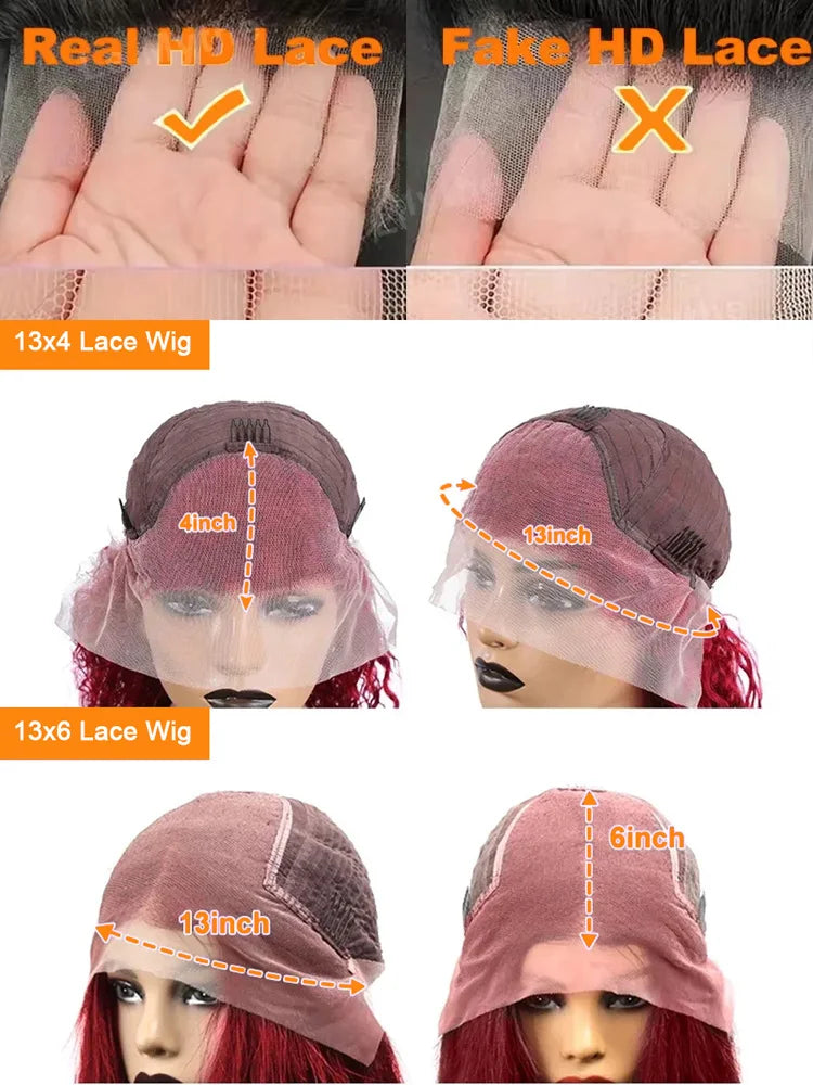 Detailed comparison of burgundy deep wave lace front wig and HD lace quality features