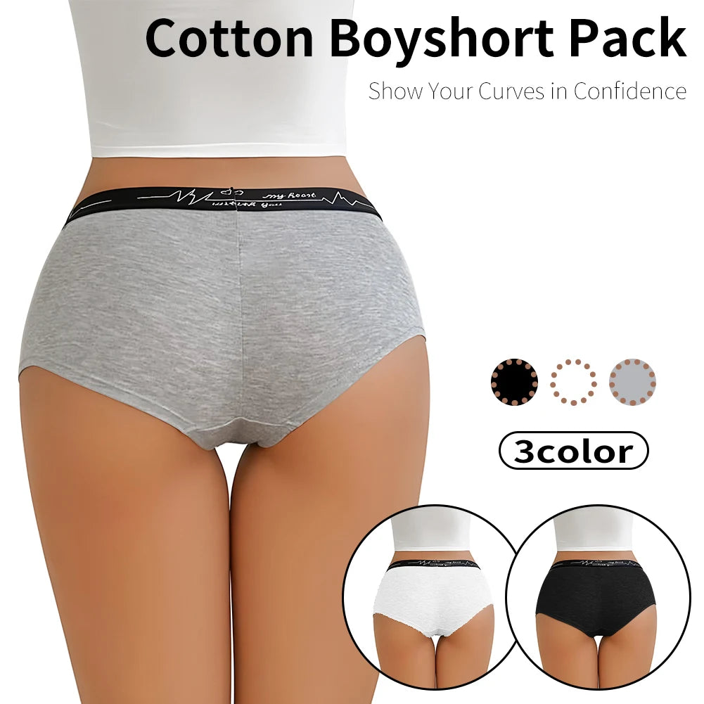 Womens Solid Color Boxer Briefs Set