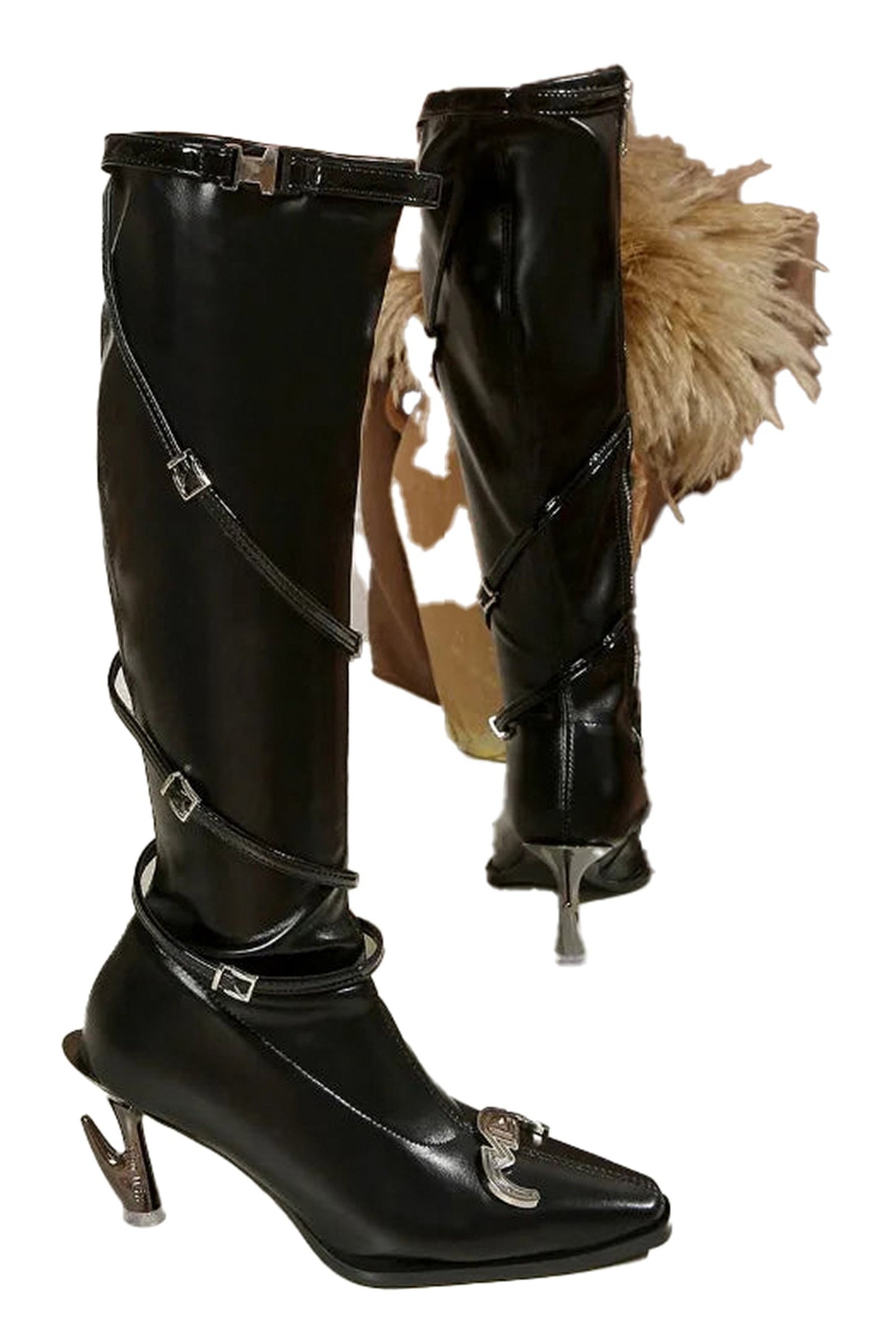 Womens Pointed Toe Thigh High Boots