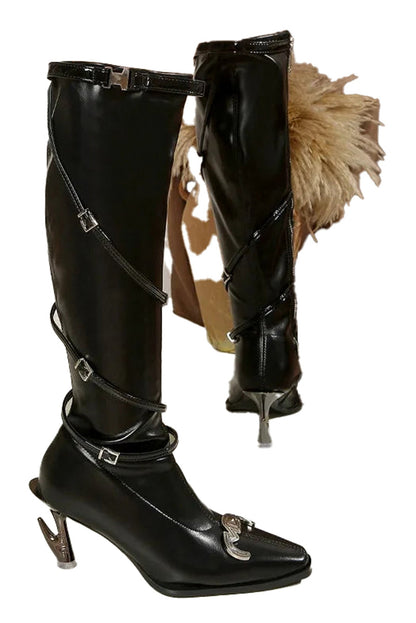 Womens Pointed Toe Thigh High Boots