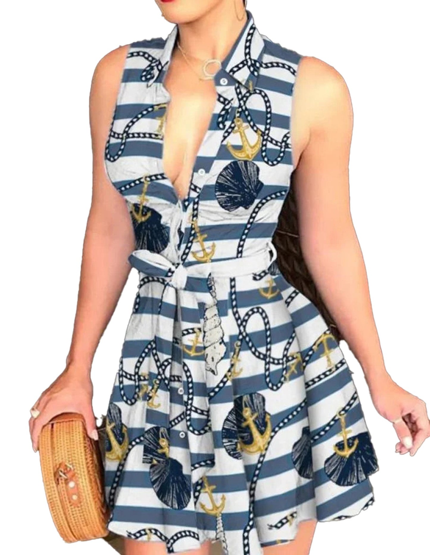 Womens Sleeveless Shirt Dress Chic & Trendy