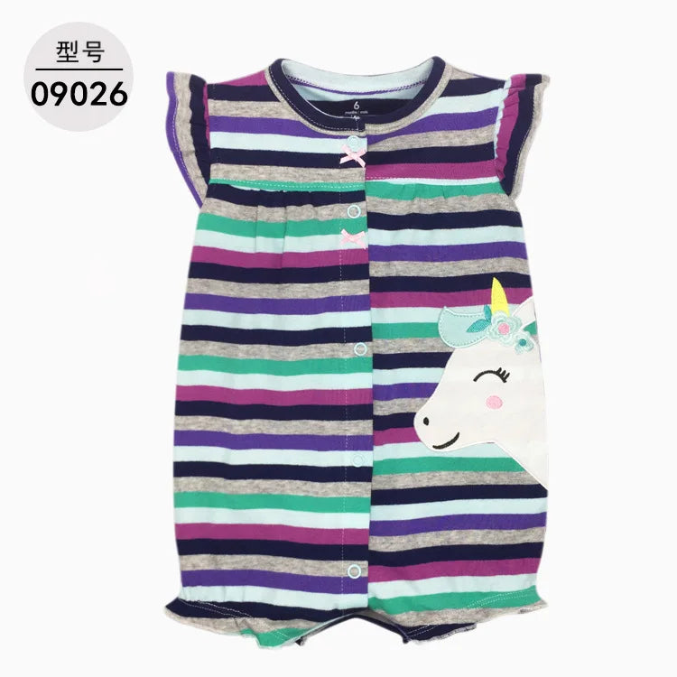 Summer Cartoon Baby Romper O - Neck Cotton Clothing
