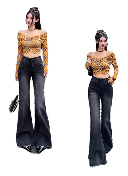 Womens Flared Jeans Retro Style