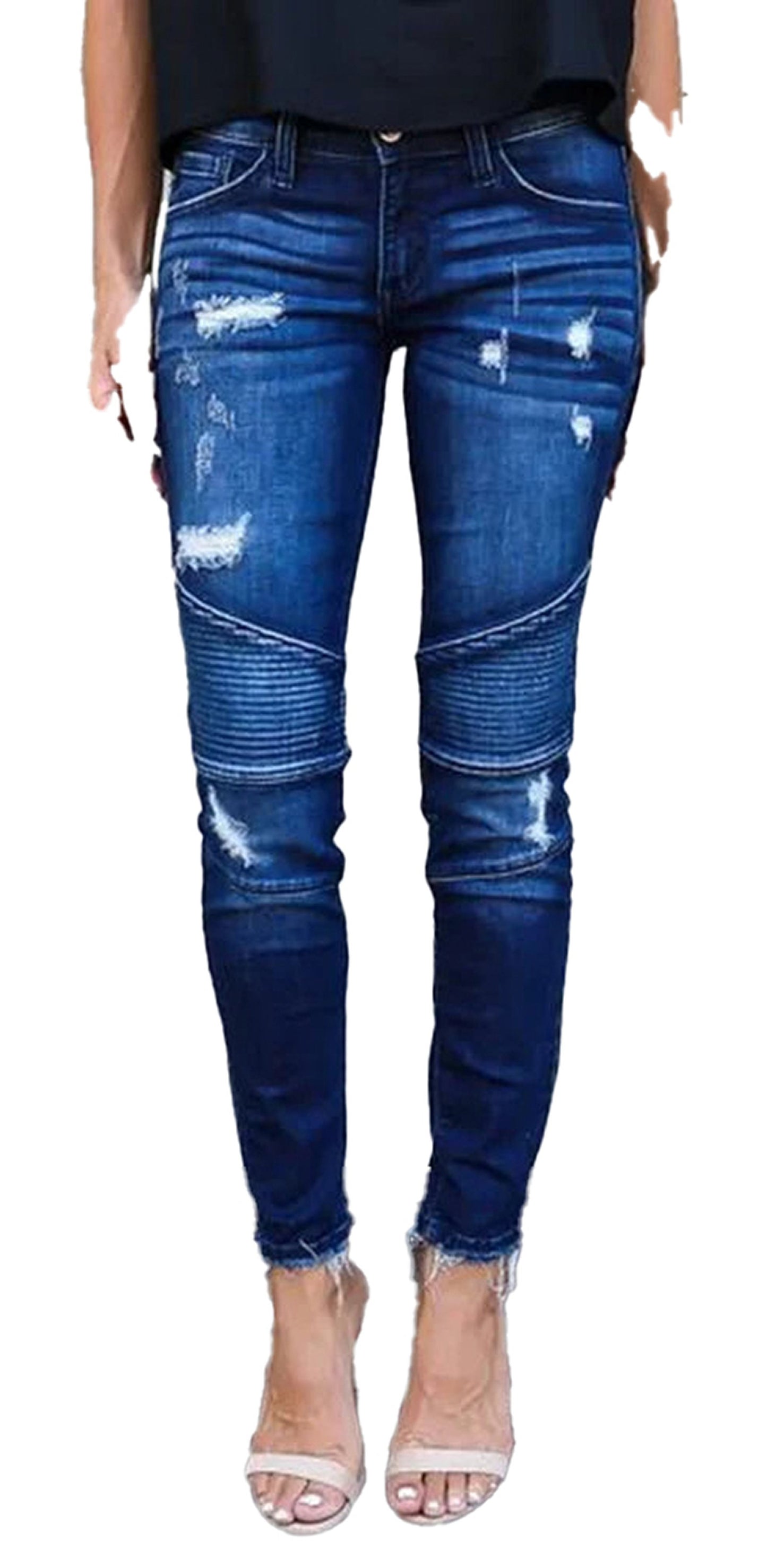 Womens High Waist Ripped Skinny Jeans